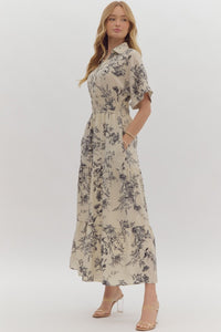 Ivory Charcoal Floral Dress