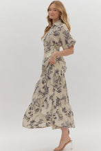 Load image into Gallery viewer, Ivory Charcoal Floral Dress