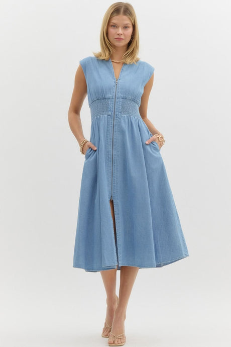Denim Zipper Dress