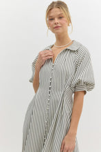 Load image into Gallery viewer, Classy Striped Button Front Dress