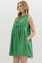 Load image into Gallery viewer, Green Pleat Tie Front Dress