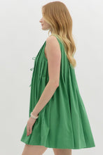 Load image into Gallery viewer, Green Pleat Tie Front Dress