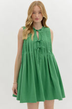 Load image into Gallery viewer, Green Pleat Tie Front Dress