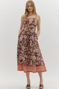 Anne Burgundy Floral Dress
