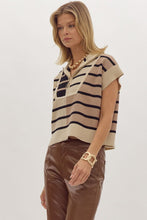 Load image into Gallery viewer, Ella Stripe Zip Sleeveless Sweater