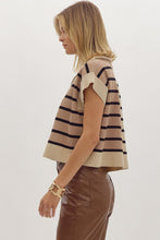 Load image into Gallery viewer, Ella Stripe Zip Sleeveless Sweater