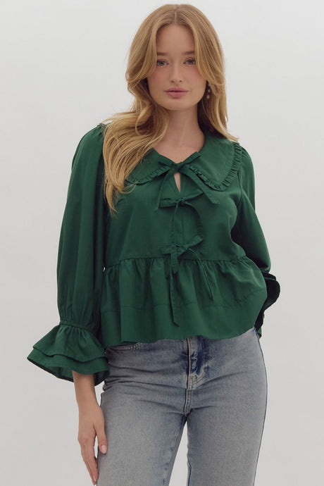 Hailey Green Bow Top