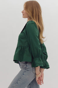 Hailey Green Bow Top