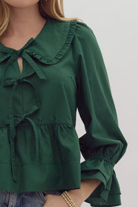 Hailey Green Bow Top