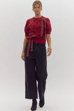 Load image into Gallery viewer, Plaid Bows Red Sweater Top