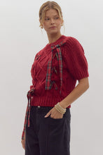 Load image into Gallery viewer, Plaid Bows Red Sweater Top