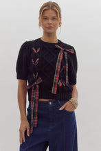 Load image into Gallery viewer, Plaid Bows Black Sweater Top