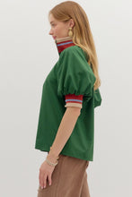 Load image into Gallery viewer, Green Stripe Half Zip Top