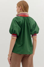 Load image into Gallery viewer, Green Stripe Half Zip Top