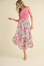 Load image into Gallery viewer, Sunny Floral Mixed Media Midi Dress