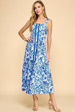 Load image into Gallery viewer, Floral Blue Back Bow Maxi Dress