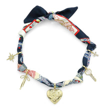 Load image into Gallery viewer, Scarf Necklace Navy Rose flower Locket