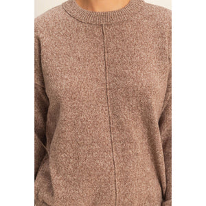 Taupe Seam Crew Neck Sweater