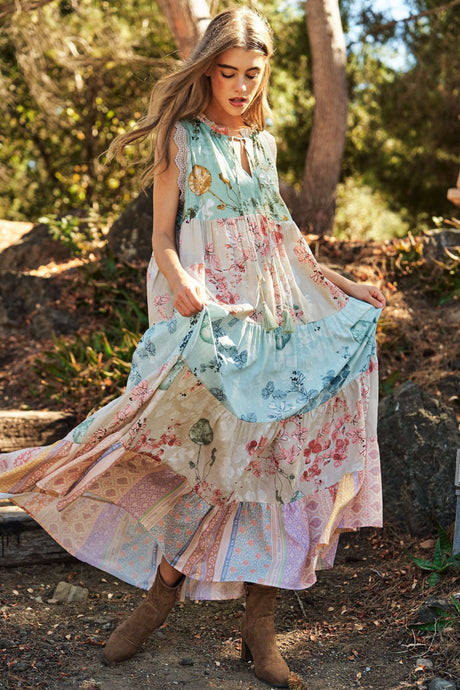 Florence Lace Floral Mix Maxi Dress