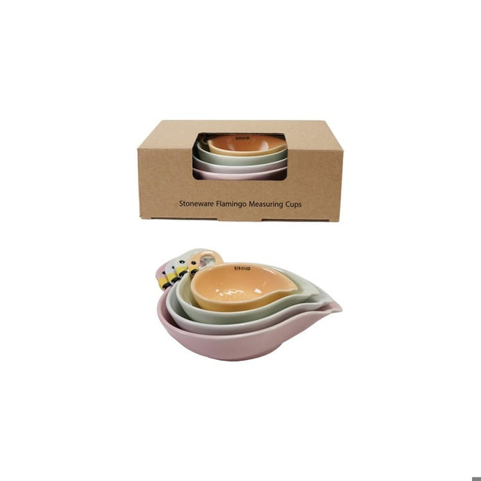 S/4 1 Cup Stoneware Flamingo