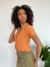 Load image into Gallery viewer, Tangerine Plisse Collar Top