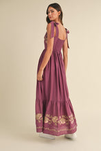 Load image into Gallery viewer, Boho Embroidered Plum Maxi Dress