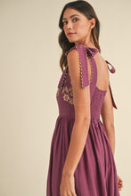 Load image into Gallery viewer, Boho Embroidered Plum Maxi Dress