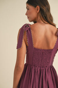 Boho Embroidered Plum Maxi Dress