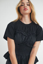 Load image into Gallery viewer, Black Fit and Flare Smocked Top