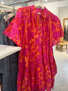 Floral Tropical Pink Orange Dress