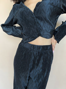 Becky Black Plissé Pants