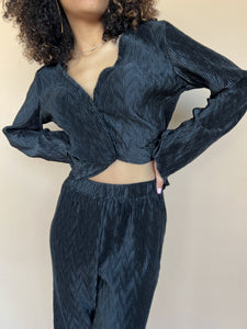 Becky Black Plissé Pants