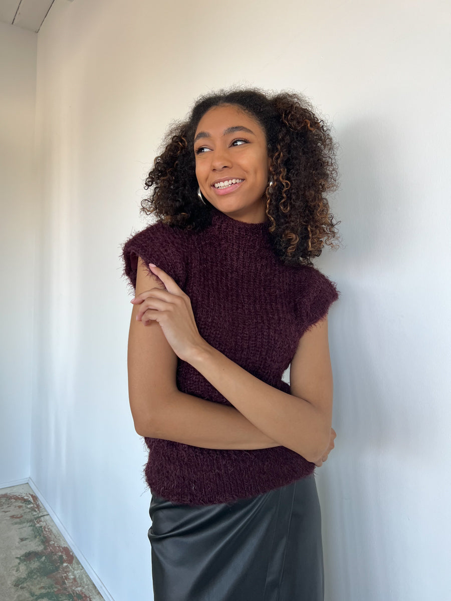 Bianca Burgundy Sleeveless Sweater