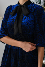 Load image into Gallery viewer, Bridget Blue Velvet Dress