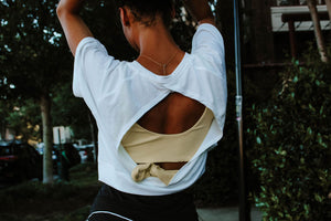 Perforated Cutout Back Crop Tee