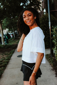 Perforated Cutout Back Crop Tee