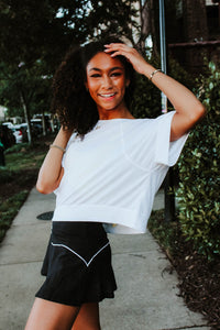 Perforated Cutout Back Crop Tee