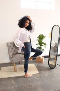 Tatter Bottom High-Rise Skinny Jeans