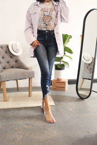 Tatter Bottom High-Rise Skinny Jeans