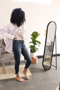 Tatter Bottom High-Rise Skinny Jeans