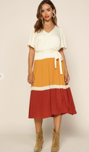 Load image into Gallery viewer, Clay Color Block Midi Dress