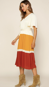 Clay Color Block Midi Dress
