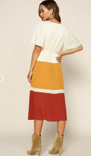 Load image into Gallery viewer, Clay Color Block Midi Dress