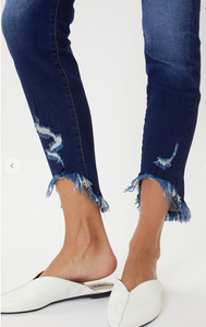 Tatter Bottom High-Rise Skinny Jeans
