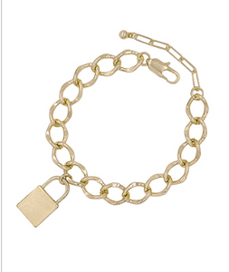 Gold Link and Lock Bracelet