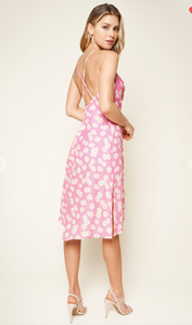 Daisy Pink Print Slip Dress