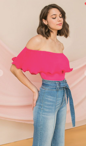 Hot Pink Ruffle Bodysuit