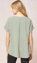 Load image into Gallery viewer, Sage Rolled Sleeve Top