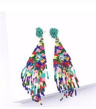 Load image into Gallery viewer, Floral Tapestry Bead Earrings