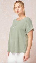 Load image into Gallery viewer, Sage Rolled Sleeve Top